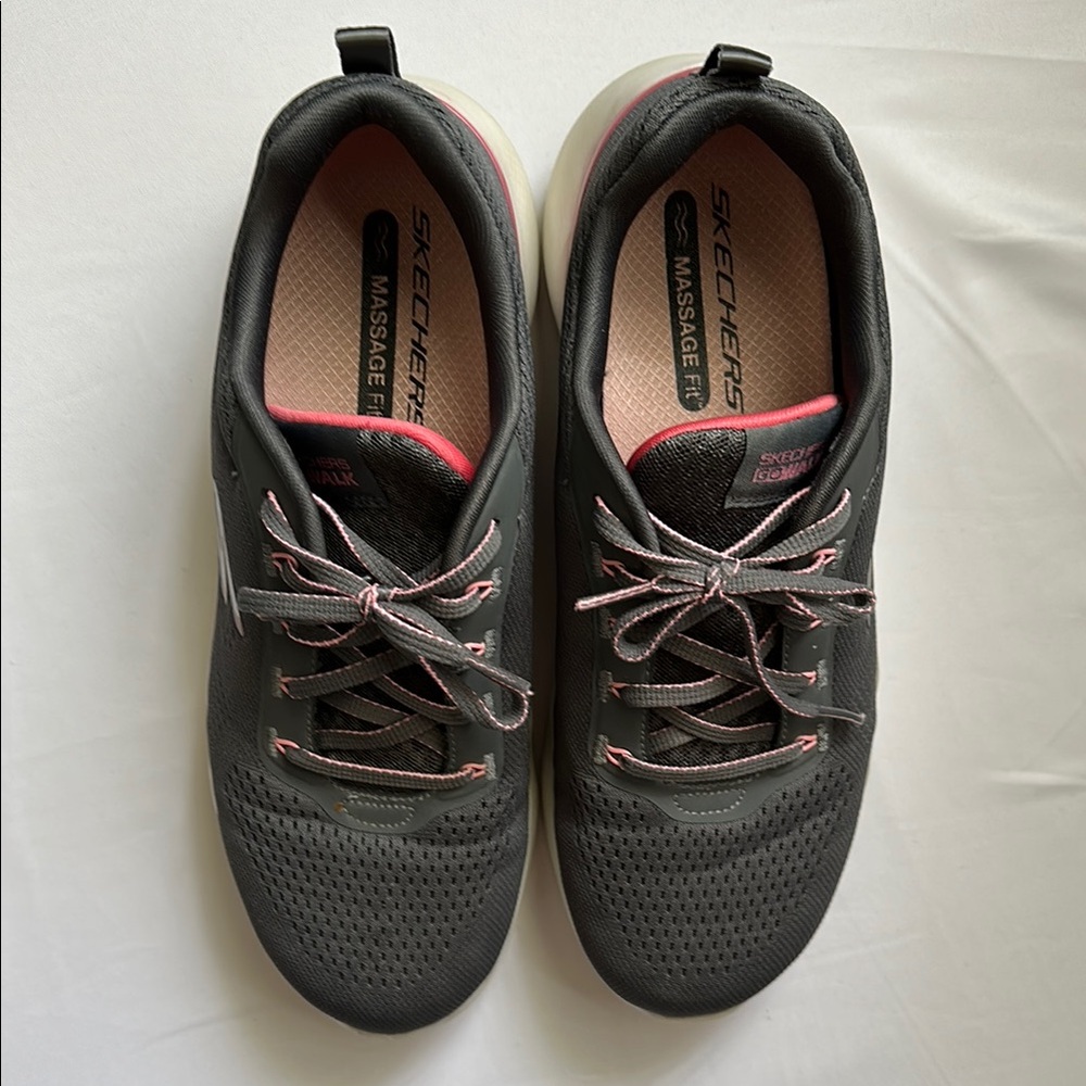 Skechers Gray and Pink Sneakers with Mesh Upper